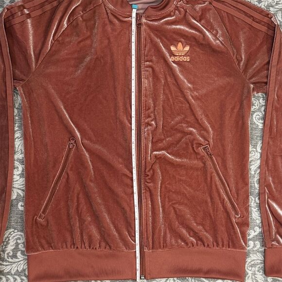 Adidas Women's Velvet Vibes Track Jacket Pink Size M Casual Sportswear - Picture 2 of 6